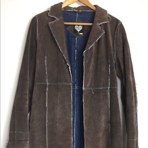 Zara Suede Leather Heavy Coat Long Jacket Small